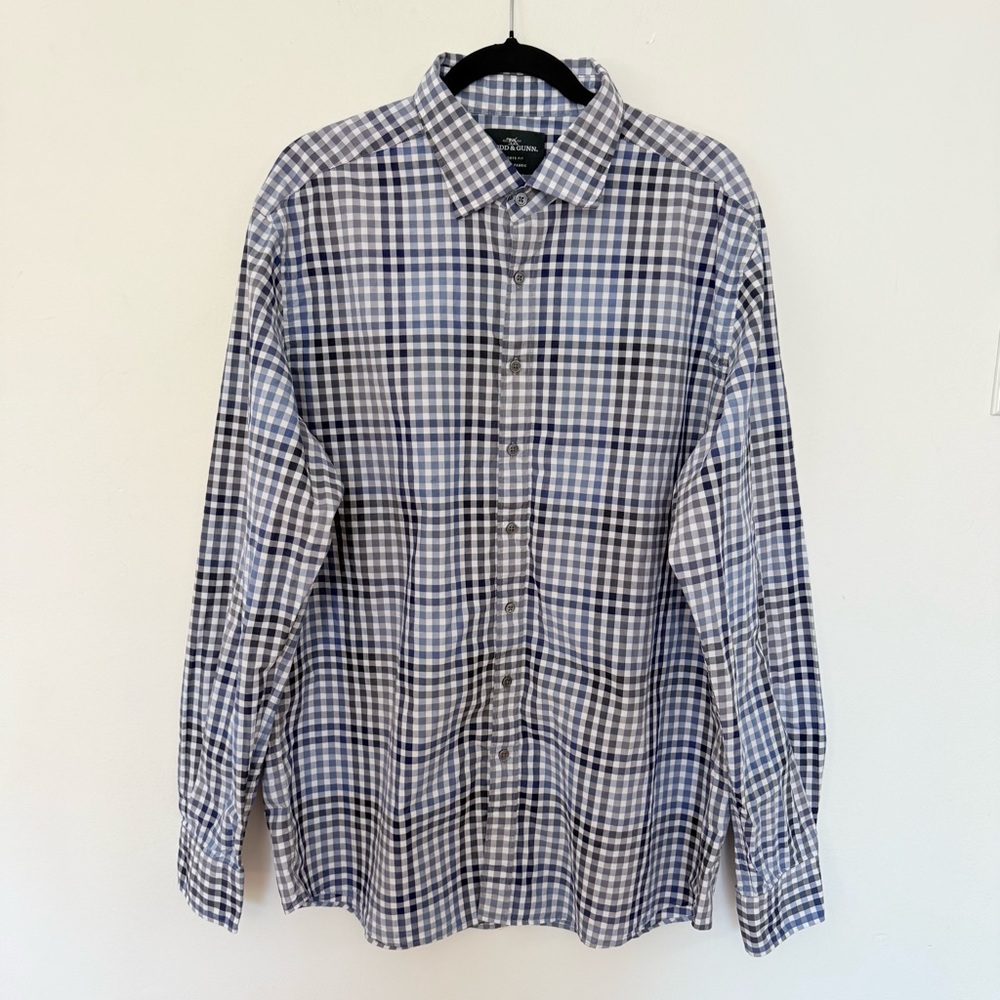 Rodd & Gunn Sports Fit Italian Fabric Blue Check Button Shirt Mens 2XL Cotton